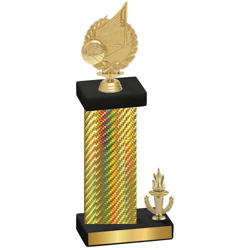 Accented Single Gold Carbon Fiber Victory Volleyball Trophy