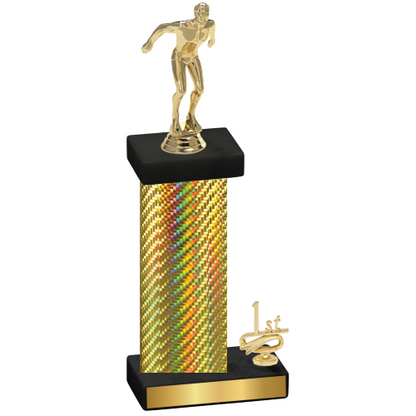 Accented Single Gold Carbon Fiber First Place Swimming Trophy