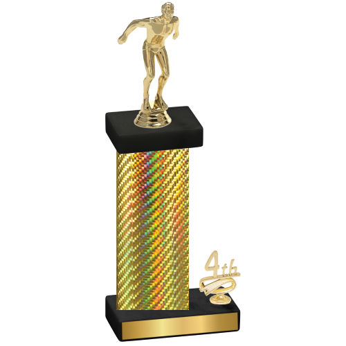 Accented Single Gold Carbon Fiber Fourth Place Swimming Trophy