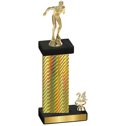 Accented Single Gold Carbon Fiber Year Swimming Trophy