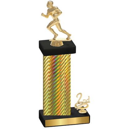 Accented Single Gold Carbon Fiber Second Place Football Trophy