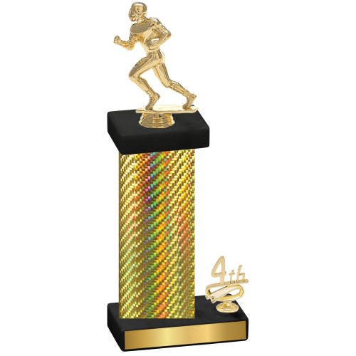 Accented Single Gold Carbon Fiber Fourth Place Football Trophy