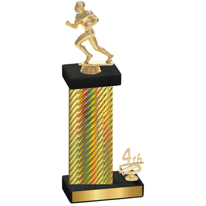 Accented Single Gold Carbon Fiber Fourth Place Football Trophy