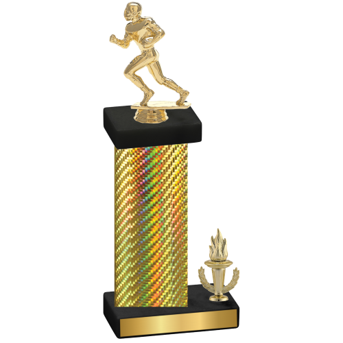 Accented Single Gold Carbon Fiber Victory Football Trophy