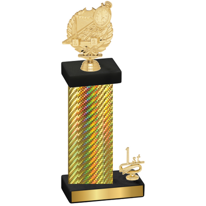 Accented Single Gold Carbon Fiber First Place Swimming Trophy