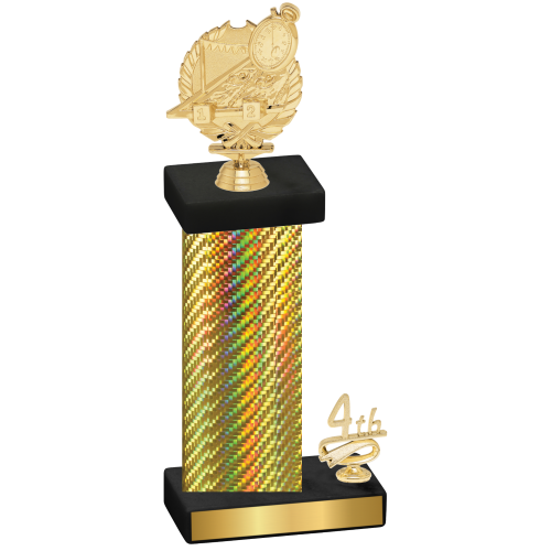 Accented Single Gold Carbon Fiber Fourth Place Swimming Trophy