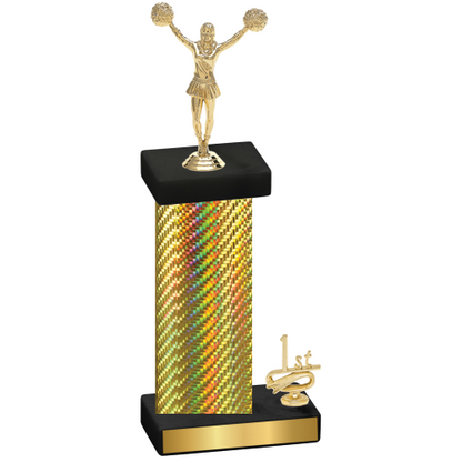 Accented Single Gold Carbon Fiber First Place Cheerleading Trophy