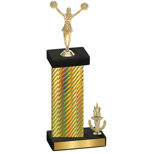 Accented Single Gold Carbon Fiber Victory Cheerleading Trophy