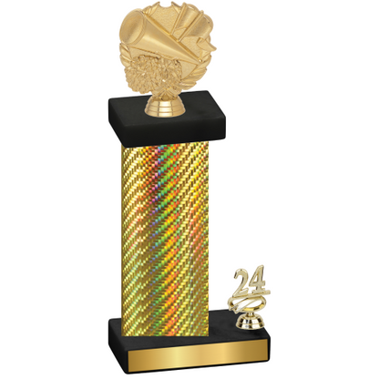 Accented Single Gold Carbon Fiber Year Cheerleading Trophy