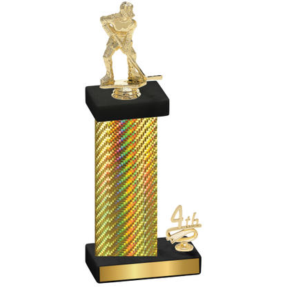 Accented Single Gold Carbon Fiber Fourth Place Hockey Trophy