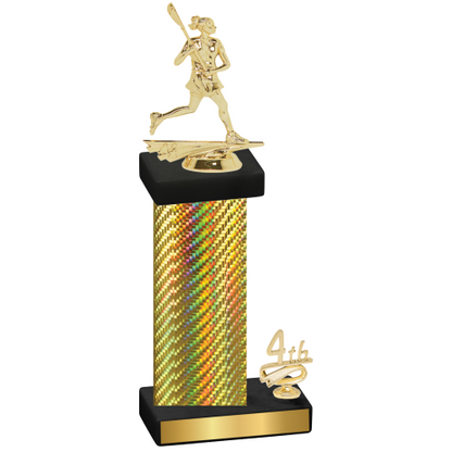 Accented Single Gold Carbon Fiber Fourth Place Lacrosse Trophy