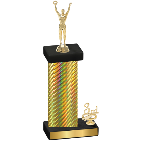 Accented Single Gold Carbon Fiber Third Place Victory Trophy
