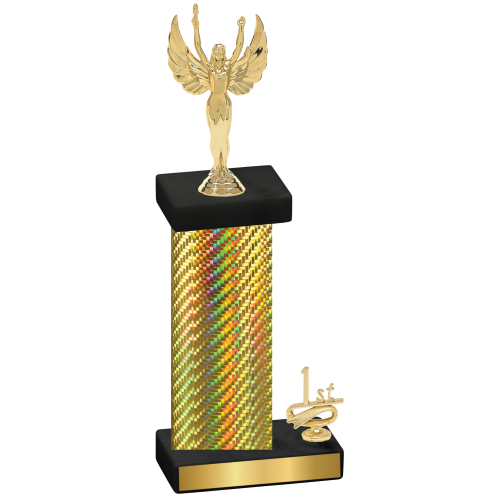 Accented Single Gold Carbon Fiber First Place Victory Trophy