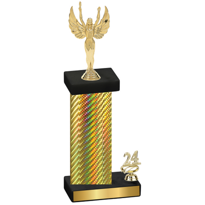 Accented Single Gold Carbon Fiber Year Victory Trophy