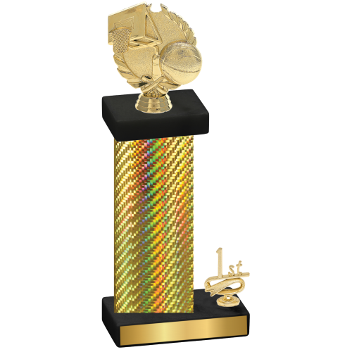 Accented Single Gold Carbon Fiber First Place Basketball Trophy