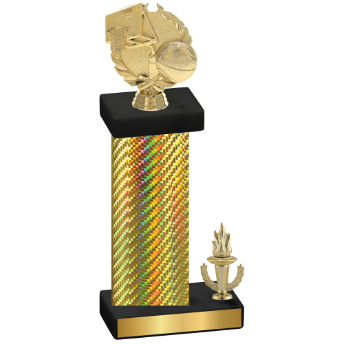 Accented Single Gold Carbon Fiber Victory Basketball Trophy