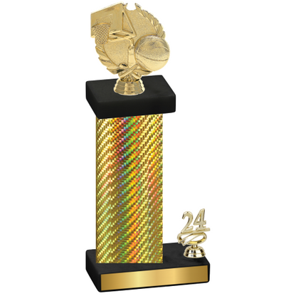 Accented Single Gold Carbon Fiber Year Basketball Trophy