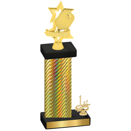 Accented Single Gold Carbon Fiber First Place Pickleball Trophy