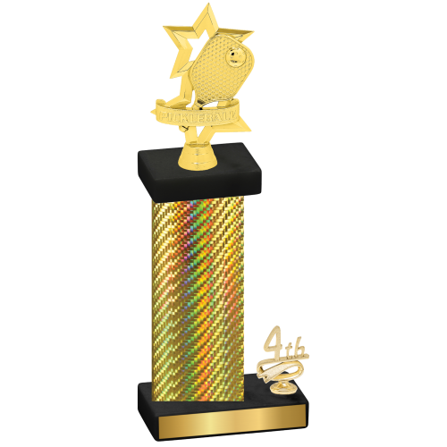 Accented Single Gold Carbon Fiber Fourth Place Pickleball Trophy