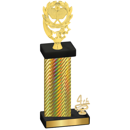 Accented Single Gold Carbon Fiber Fourth Place Pickleball Trophy