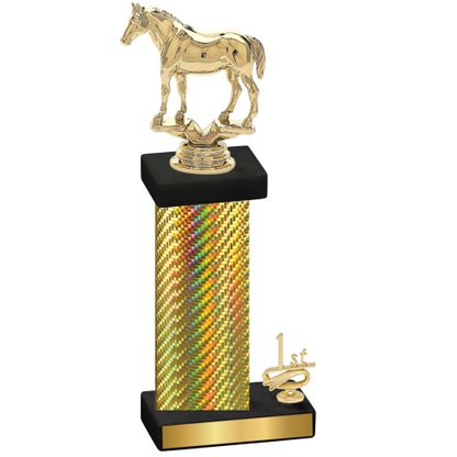 Accented Single Gold Carbon Fiber First Place Horses Trophy