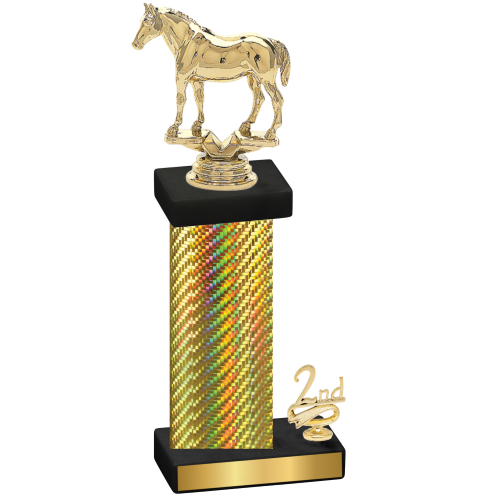 Accented Single Gold Carbon Fiber Second Place Horses Trophy