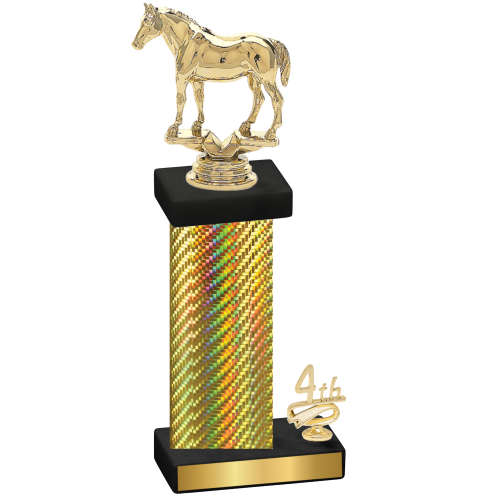 Accented Single Gold Carbon Fiber Fourth Place Horses Trophy