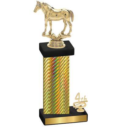 Accented Single Gold Carbon Fiber Fourth Place Horses Trophy