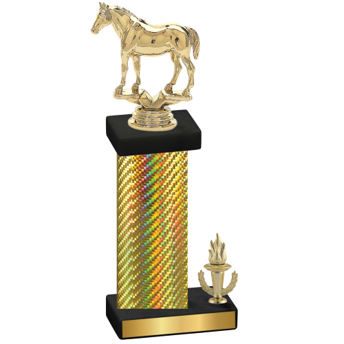 Accented Single Gold Carbon Fiber Victory Horses Trophy