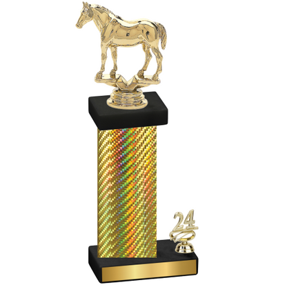 Accented Single Gold Carbon Fiber Year Horses Trophy