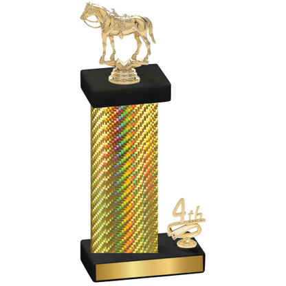 Accented Single Gold Carbon Fiber Fourth Place Horses Trophy