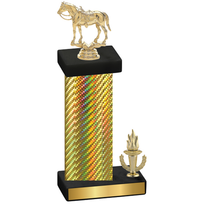 Accented Single Gold Carbon Fiber Victory Horses Trophy