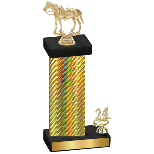 Accented Single Gold Carbon Fiber Year Horses Trophy