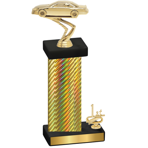 Accented Single Gold Carbon Fiber First Place Cars Trophy