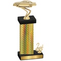 Accented Single Gold Carbon Fiber Second Place Cars Trophy