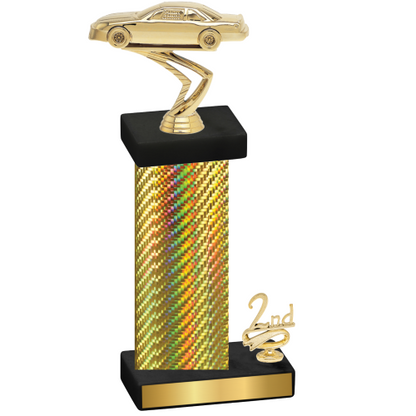 Accented Single Gold Carbon Fiber Second Place Cars Trophy