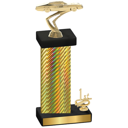 Accented Single Gold Carbon Fiber First Place Cars Trophy