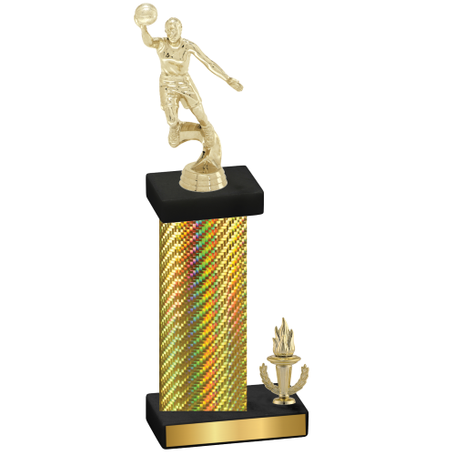 Accented Single Gold Carbon Fiber Victory Basketball Trophy