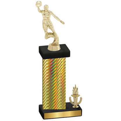 Accented Single Gold Carbon Fiber Victory Basketball Trophy