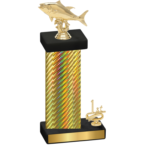 Accented Single Gold Carbon Fiber First Place Fishing Trophy