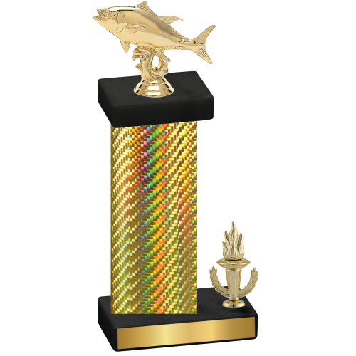 Accented Single Gold Carbon Fiber Victory Fishing Trophy