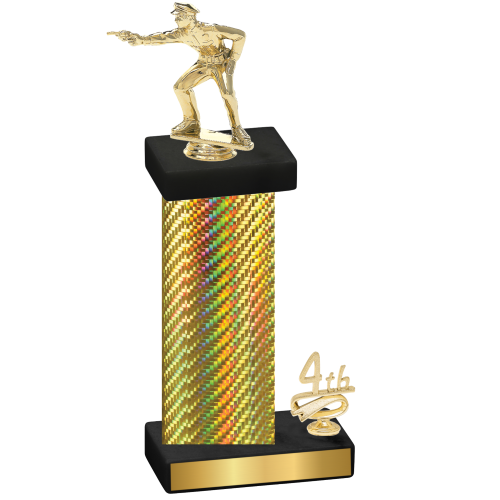 Accented Single Gold Carbon Fiber Fourth Place Shooter Trophy