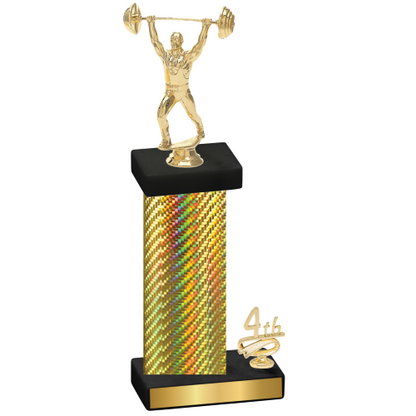 Accented Single Gold Carbon Fiber Fourth Place Weights Trophy