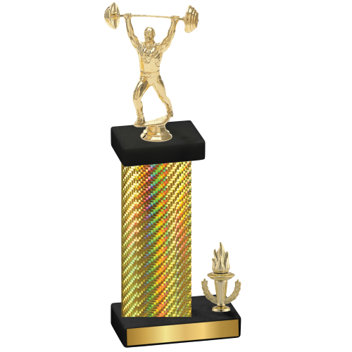 Accented Single Gold Carbon Fiber Victory Weights Trophy