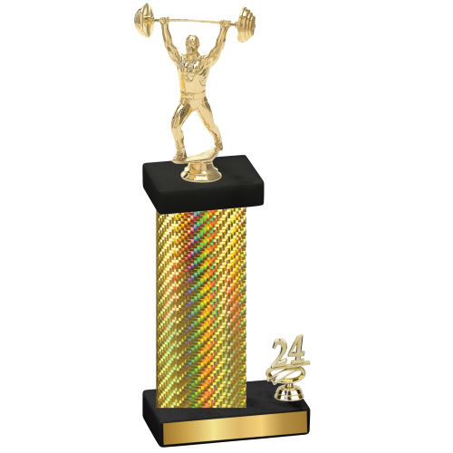 Accented Single Gold Carbon Fiber Year Weights Trophy