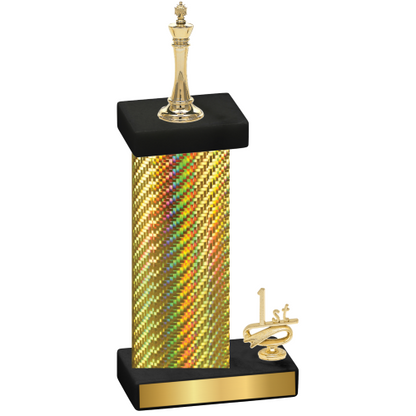 Accented Single Gold Carbon Fiber First Place Chess Trophy