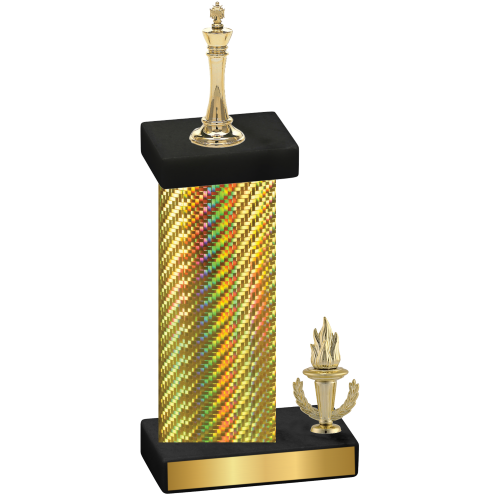 Accented Single Gold Carbon Fiber Victory Chess Trophy