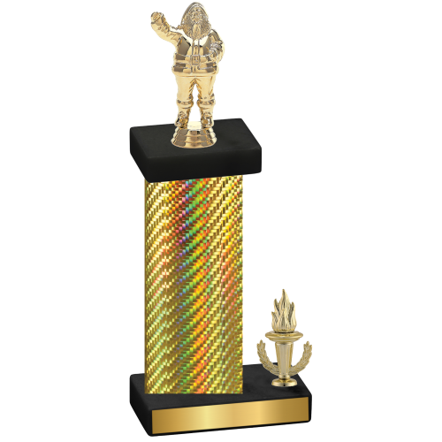 Accented Single Gold Carbon Fiber Victory Holiday Trophy