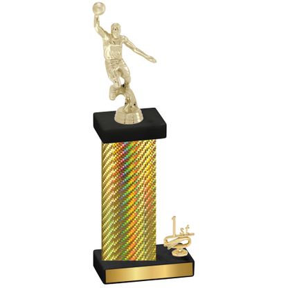 Accented Single Gold Carbon Fiber First Place Basketball Trophy