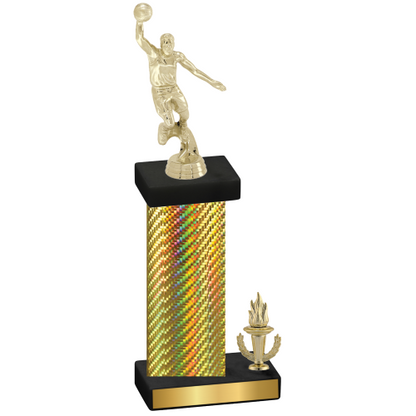 Accented Single Gold Carbon Fiber Victory Basketball Trophy